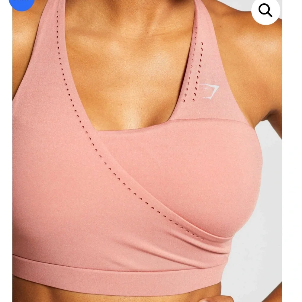 NEW Gymshark Laser Cut Strappy Sports Bra Deep Blush Pink Terracotta